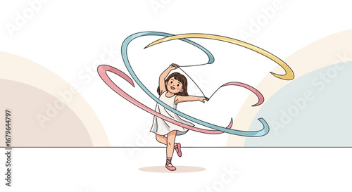 Joyful Rhythmic Gymnastics Performance Showing Grace And Artistic Movement Skillfully