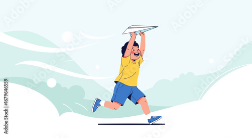 Joyful Youngster Ventures Forth Embracing Aerodynamic Adventures and Freedom
