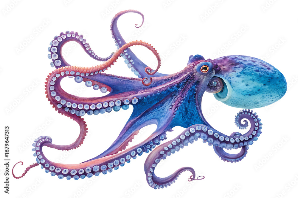 Obraz premium Isolated octopus AI generated by PNG