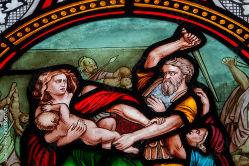 Stained glass (19th century) of the massacre of the Innocents.