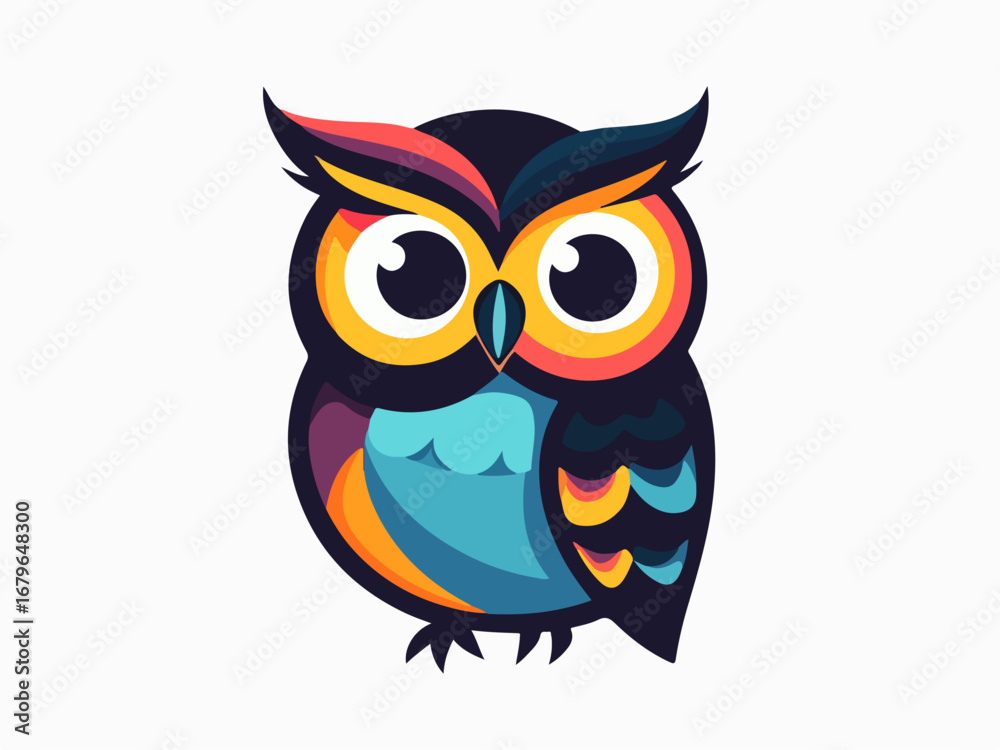 Fototapeta premium Colorful Cute Owl Mascot Logo with Modern Vector Design