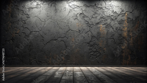 Vintage black wall and old grunge concrete background texture