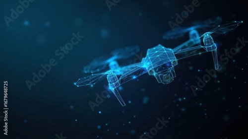 Drone in flight, polygonal design