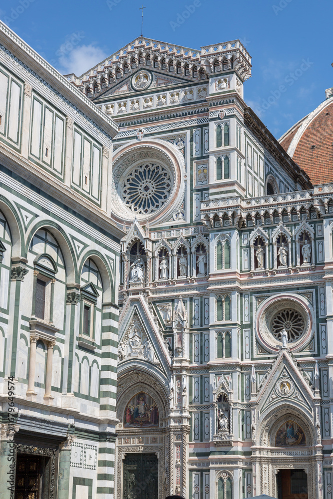 Fototapeta premium Florence, Italy - August 21, 2019: Fragment of the Cathedral of Saint Mary of the Flower in Florence in Italy