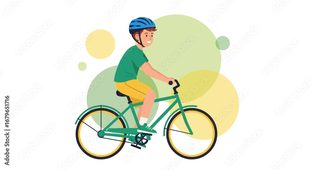 Fototapeta premium Illustration of a Young Person Riding a Bicycle for Recreation and Everyday Use
