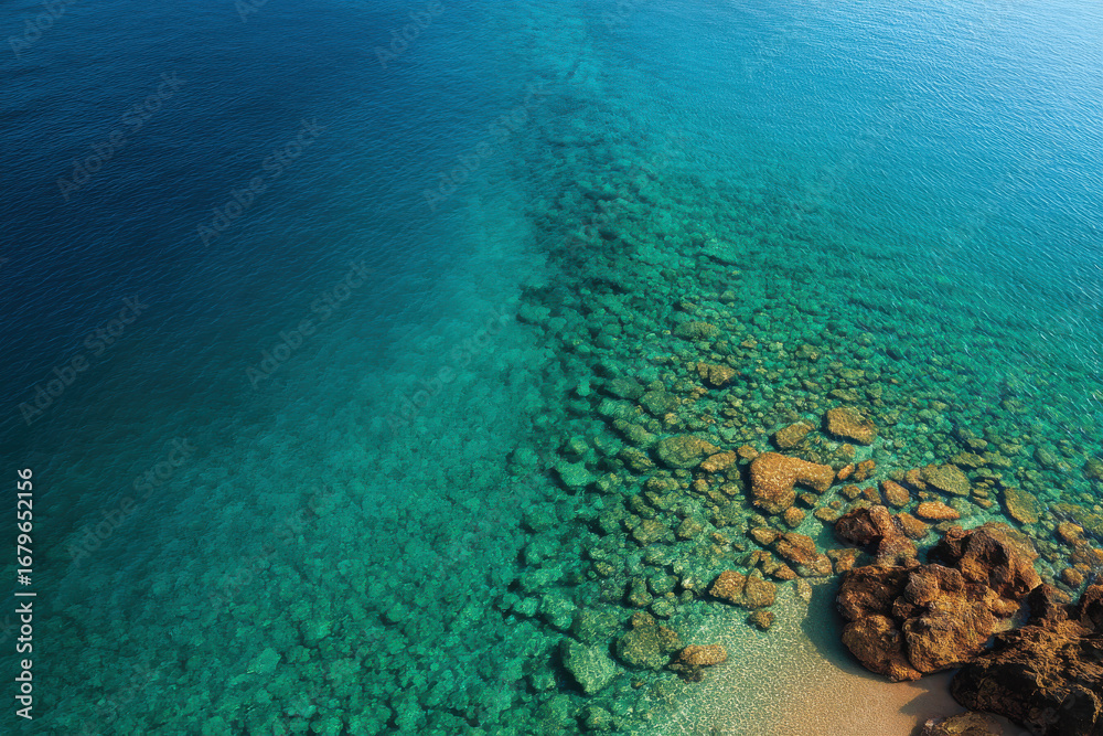 Obraz premium aerial view intricate patterns and unique textures of ocean and sea beds