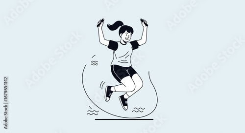 Illustration of a woman jumping rope exercising for a healthy lifestyle