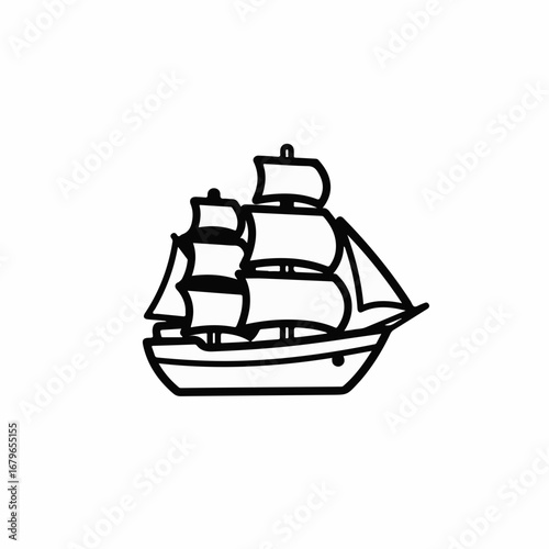 Simple Line Drawing of a Sailing Ship