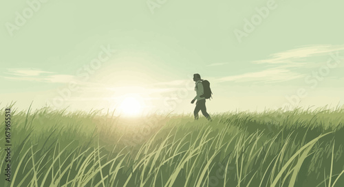 Journeying Into The Dawn: An Individual's Solitary Expedition Through The Grassy Fields