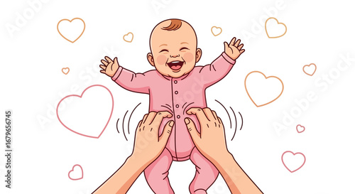 Joyful Baby's Glee With Tickles, Warmth, And Pure Love Manifesting Happy Childhood Moments