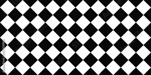 Classic black and white diamond pattern background with a repeating geometric tessellation
