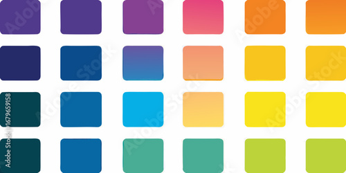 Collection of colorful rounded squares with subtle gradients and shadows on a white background