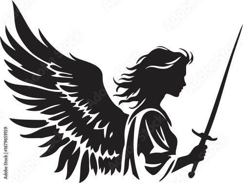 Angel with a Sword, a Powerful and Mythical Silhouette