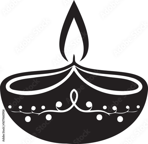 Diya: A simple, yet captivating depiction of a lit diya, representing light, knowledge, and the triumph of good over evil. This art piece radiates warmth and positive energy.