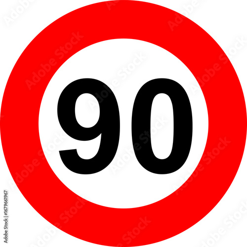 Speed Limit 90 km Sign