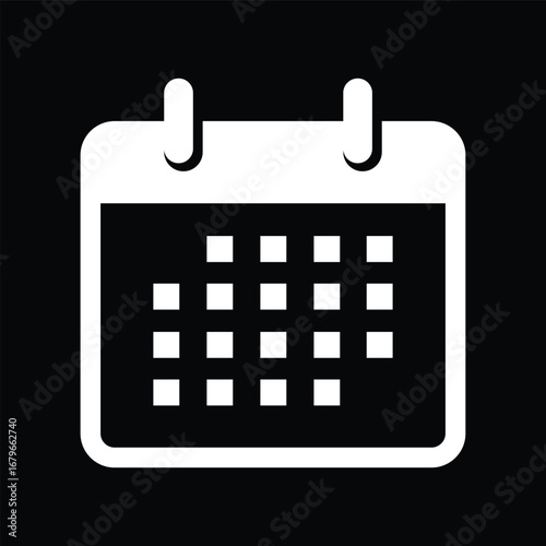 Black and White Calendar Icon Vector