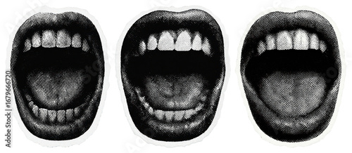 Wallpaper Mural Vintage expressive shouting mouths Torontodigital.ca