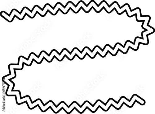 Smooth, continuous curved line with irregular zigzag variations and a bold stroke.