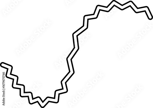 Wavy stroke with an irregular yet smooth flow, outlined in a bold and expressive line.