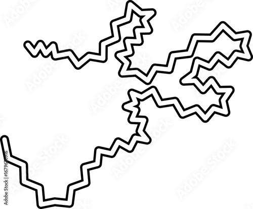 Simplified irregular path with a continuous flow, featuring freeform movements and a dynamic appearance.