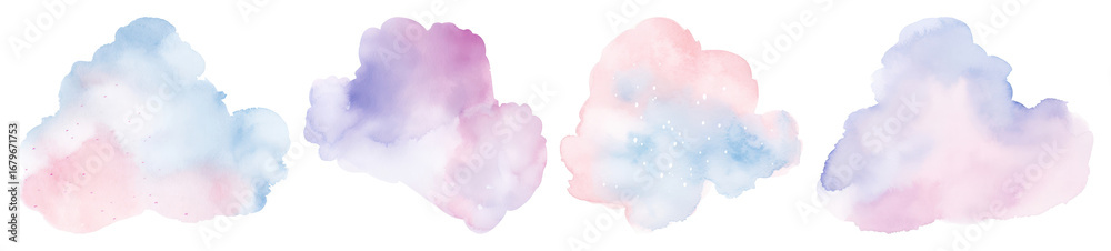 Pastel watercolor clouds illustration