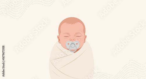 Gentle Slumber: A Peaceful Illustration of a Newborn Baby Wrapped in a Blanket