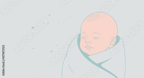 Gentle Slumber: A Peaceful Portrait of a Swaddled Newborn Against a Starry Backdrop