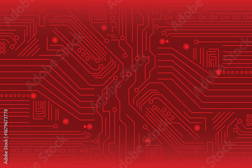 Abstract Red Circuit Board Background
