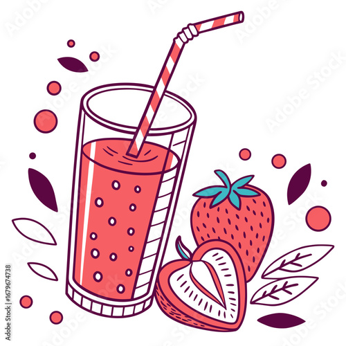 Illustration of a strawberry smoothie