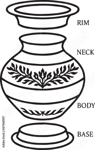 indian vase vector icon 