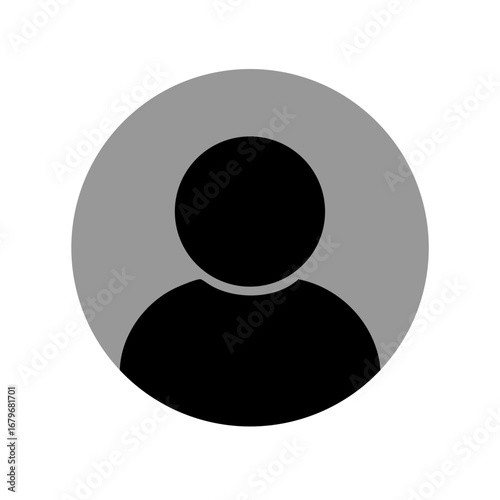 Abstract minimalist grey silhouette of a person s head and shoulders against a black background