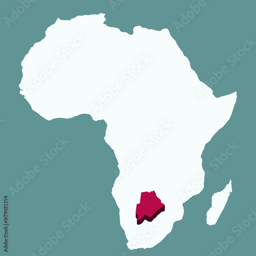 Bostwana Country highlighted 3D map on Africa continent map vector illustration