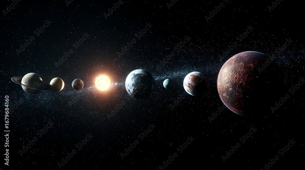 Naklejka premium planet in space dark background