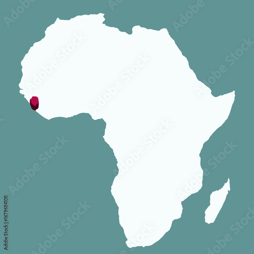 Sierra Leone Country highlighted 3D map on Africa continent map vector illustration	