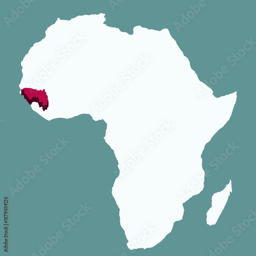 Guinee Country highlighted 3D map on Africa continent map vector illustration	
