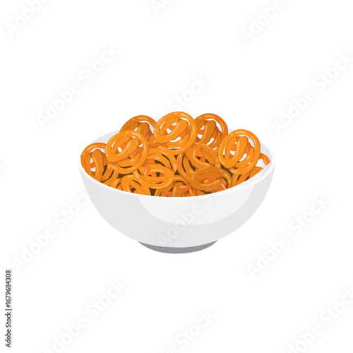 Vector illustration of Indian sweets, Jalebi or Jilebi in bowl