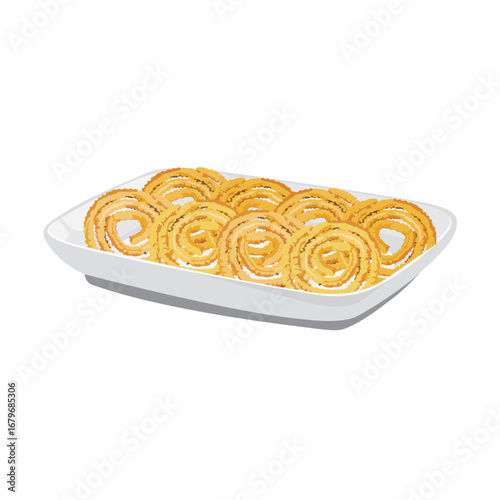 Vector of Murukku, an Indian traditional snacks on plate