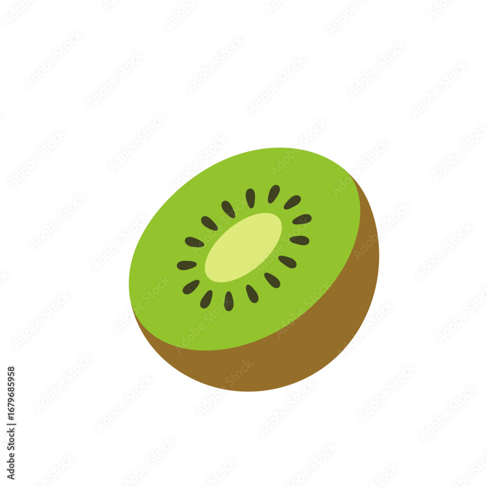 Obraz premium Half kiwi fruit illustration. Vector illustration. 