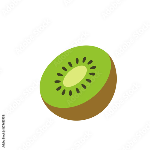 Half kiwi fruit illustration. Vector illustration. 