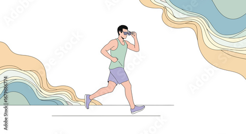 Energetic Runner enjoying Fresh Air Under Beautiful Artistic Abstract Background