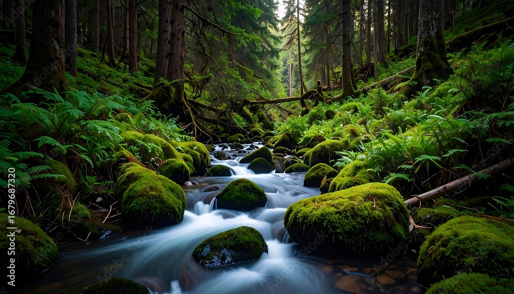 Obraz premium Lush forest stream (1)