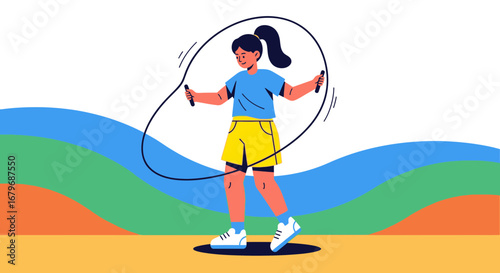 Energetic Young Person Enjoying Workout with a Jump Rope: Achieving Fitness Goals