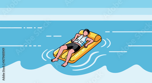 Enjoying Watersport Relaxation: Floating on a Sunny Day with Life Vest