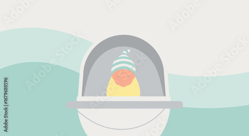 Gentle Baby In A Cradle Representing Peace And Serenity Within A Soothing Design
