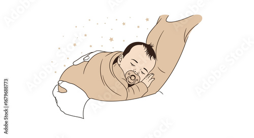 Gentle Embrace: A Tiny Infant Asleep Nestled In Caring Hands, Pure, Peaceful Bliss.
