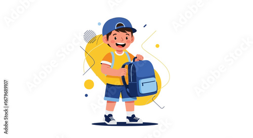 Excited Youngster with Backpack, Ready To Embrace The Adventure of School Days