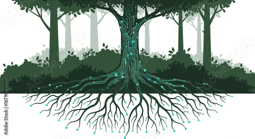 Nature and technology fusion: circuit tree with digital roots