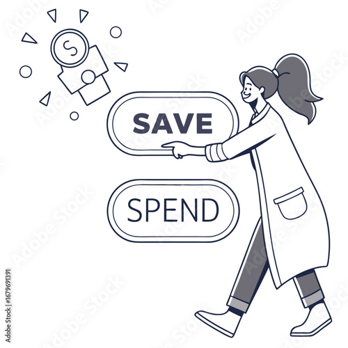 Save or Spend Toggle Switch – Personal Finance Decision UI Icon Vector
