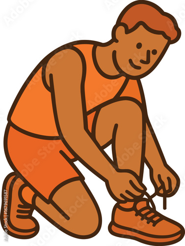 Man tying shoelaces before playing