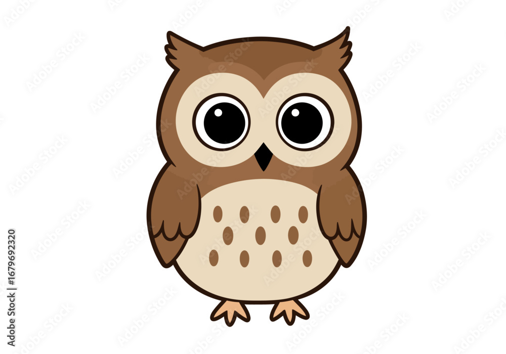 Fototapeta premium Cute Cartoon Owl Illustration for Childrens Education.
